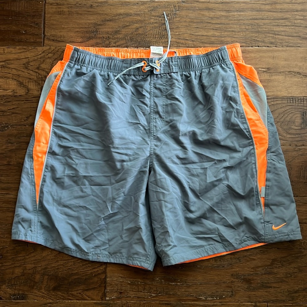 Nike Men's Swim Trunks in Gray and Orange
